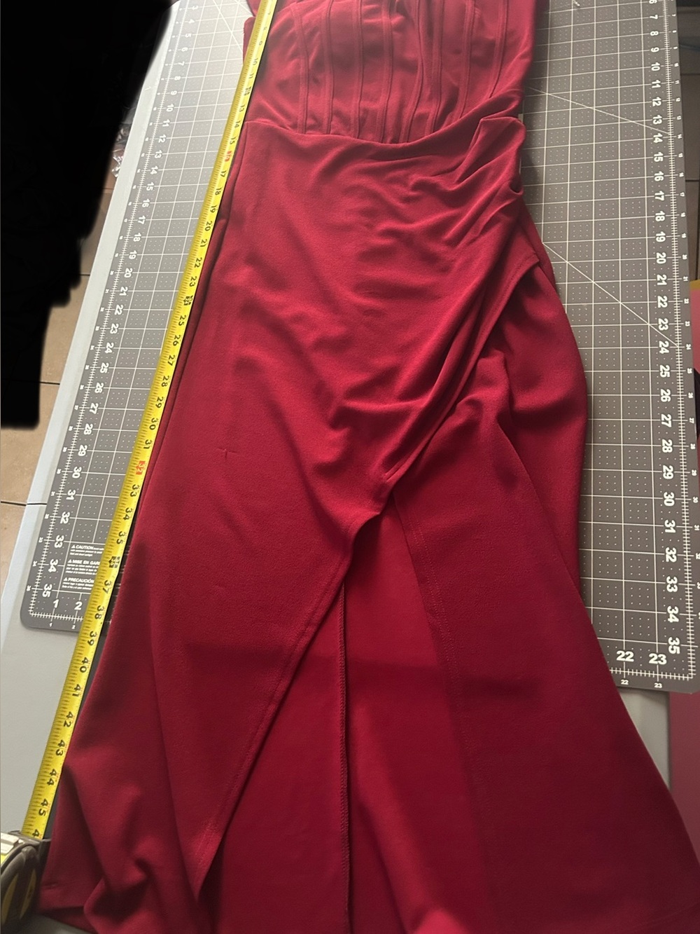 Windsor Deep Red High-Low Draped Evening Gown